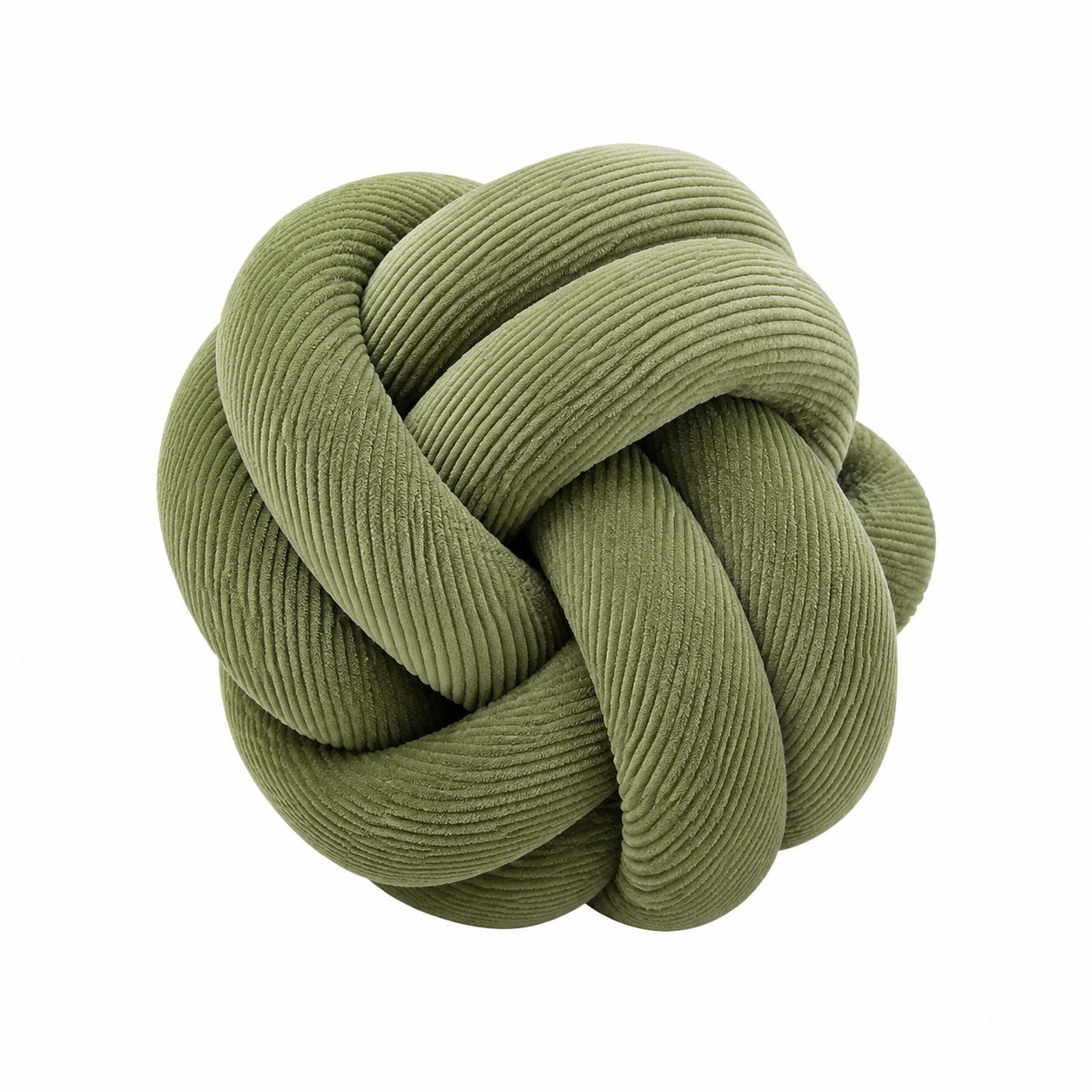 Knotenkissen 30 cm Cordstoff Olivgrün Dekoratives Wohnaccessoire