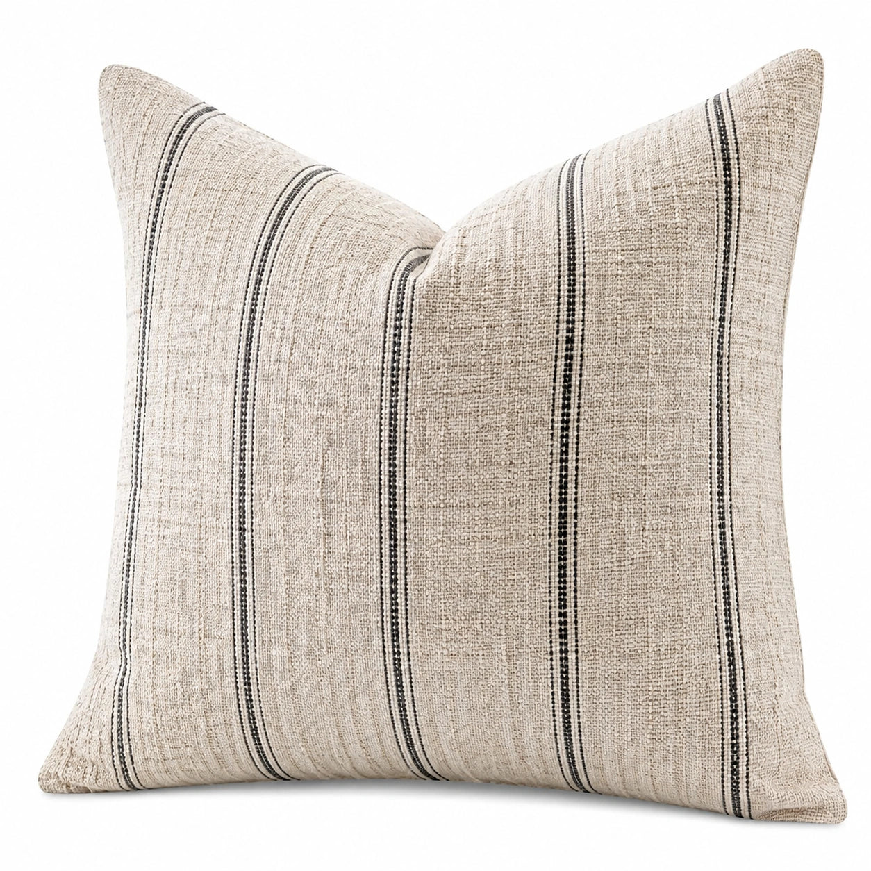 Dekokissen 45 x 45 cm Beige Schwarz mit gewebtem Streifenmuster