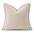 Dekokissen 45 x 45 cm Webstoff Beige mit Fransen