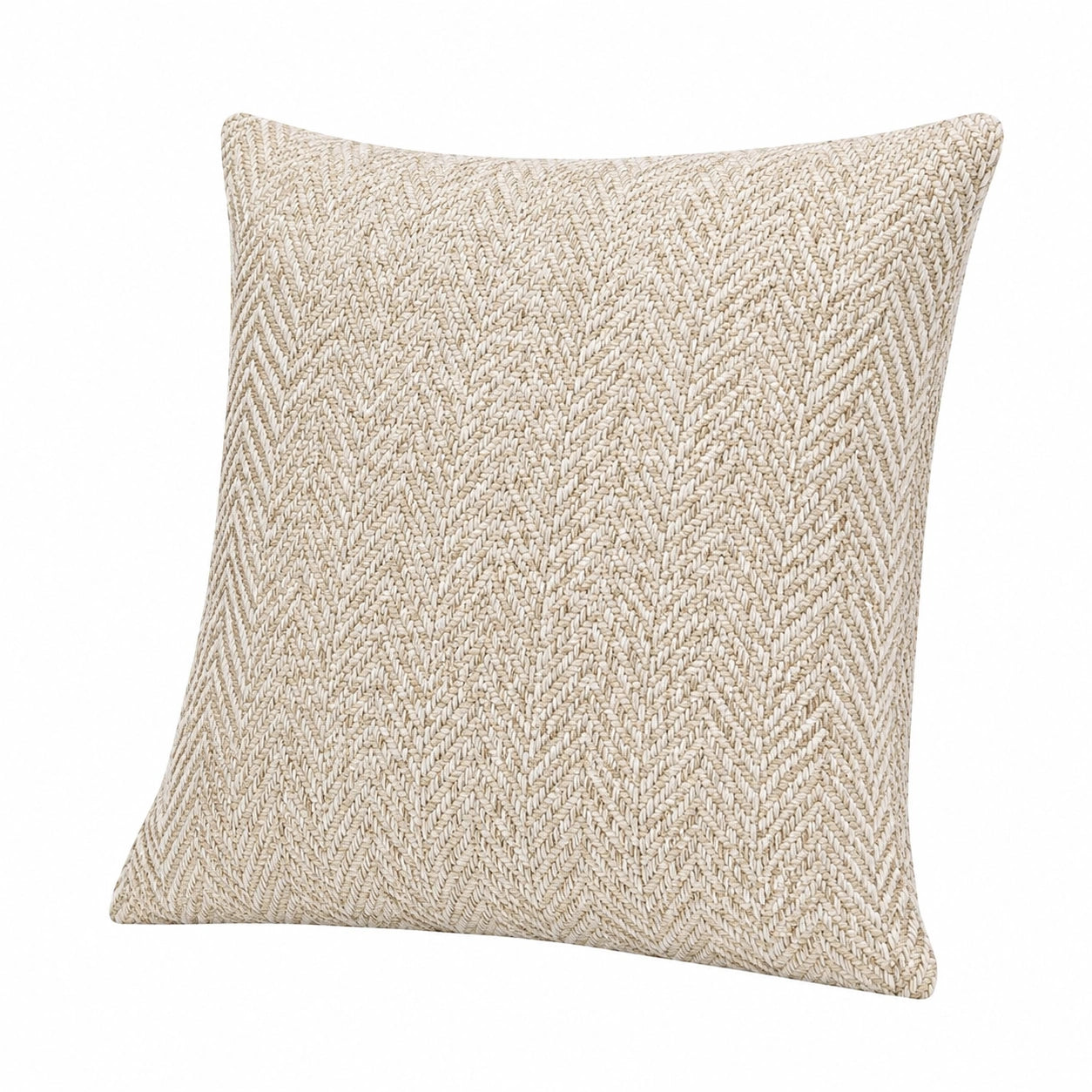 Dekokissen 45 x 45 cm Beige Textil mit Fischgrätmuster