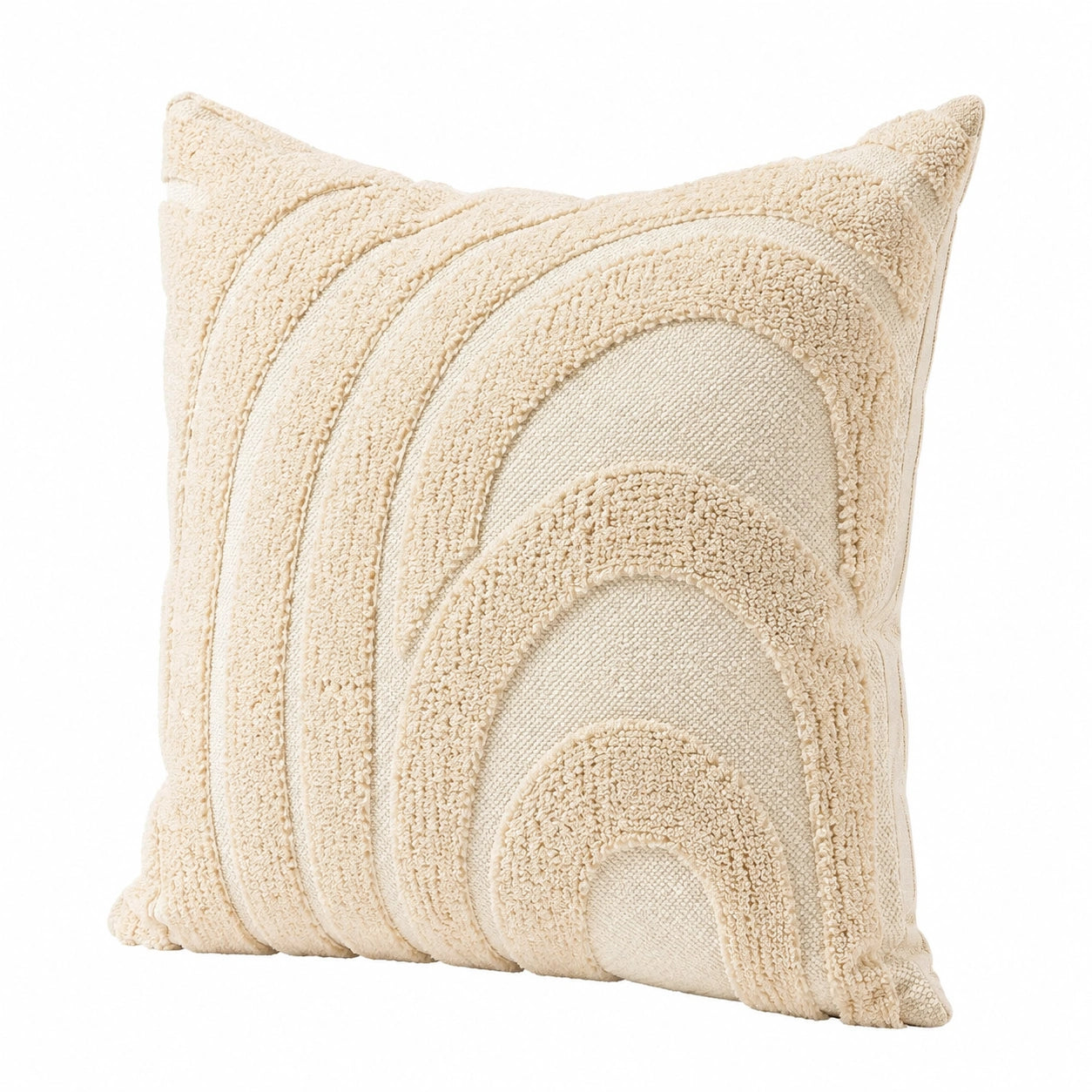 Dekokissen 45 x 45 cm Baumwolle Creme strukturiert mit Bogenmuster