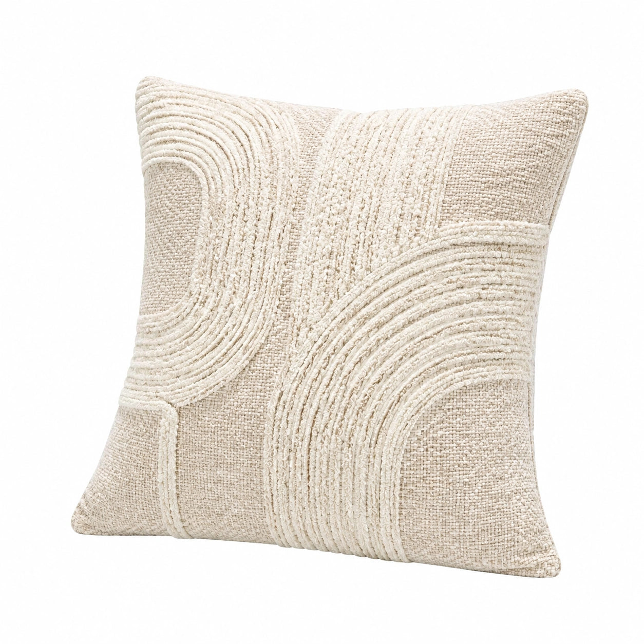 Dekokissen 45 x 45 cm Creme Textil mit Strukturmuster für Wohnraum