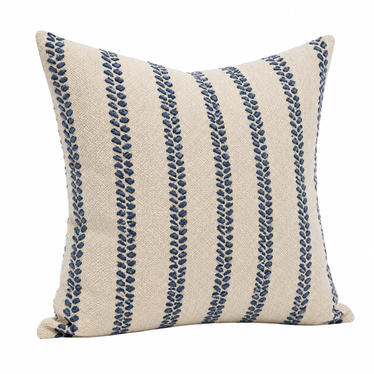 Dekokissen 45 x 45 cm Textil Beige Blau Gestreift