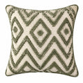 Dekokissen 45 x 45 cm aus Textil in Cremegrün mit geometrischem Reliefmuster
