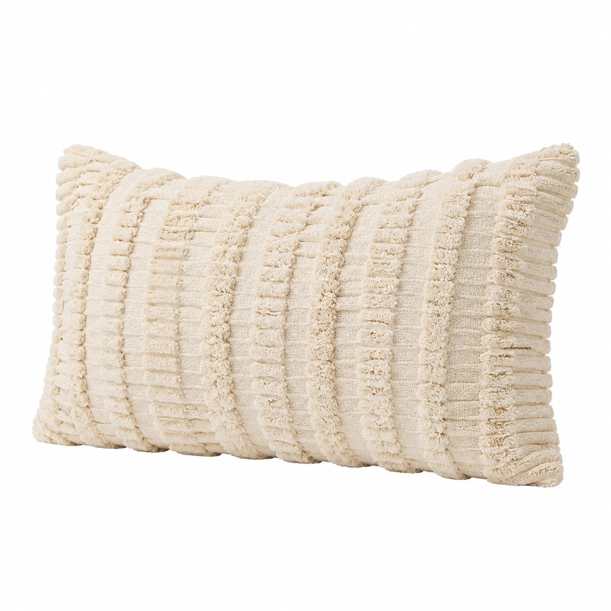 Dekokissen 50 x 30 cm Creme Textil mit Strukturmuster