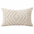 Dekokissen 50 cm 35 cm Creme Textil mit geometrischer Struktur
