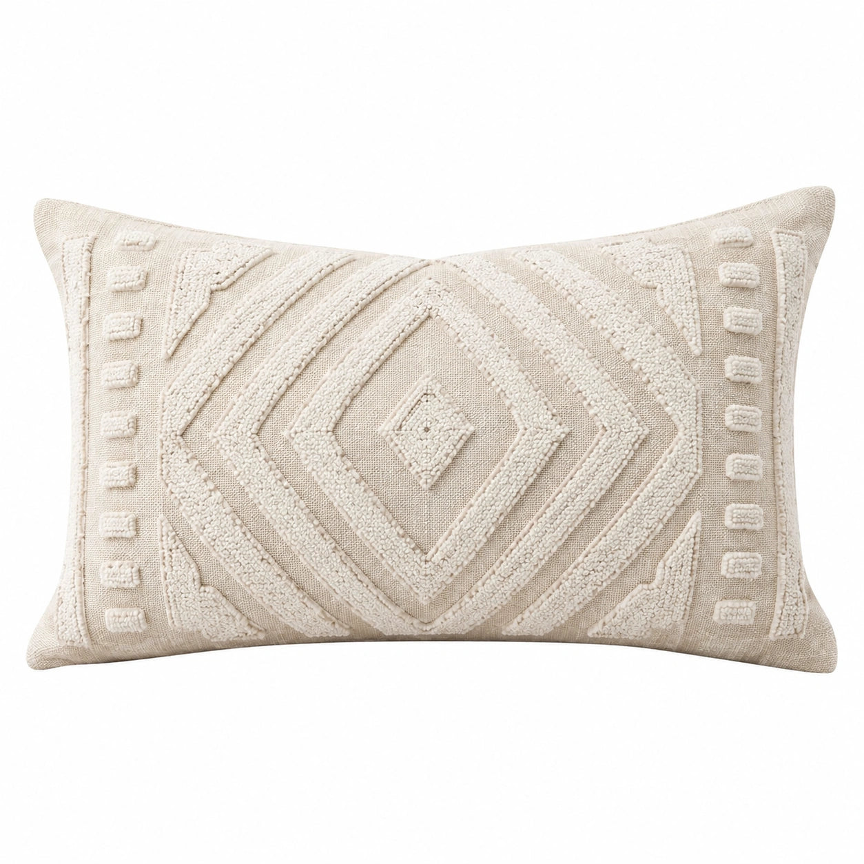 Dekokissen 50 cm 35 cm Creme Textil mit geometrischer Struktur