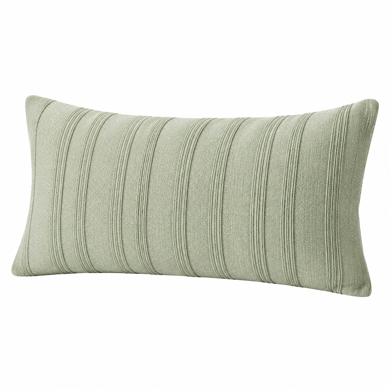 Rechteckiges Dekokissen 50 x 30 cm aus Textil in Salbeigrün mit Streifenstruktur