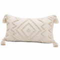 Dekokissen 50 x 30 cm Textil Creme Wohnkissen mit Quasten Boho