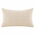 Rechteckiges Dekokissen 50 x 30 cm Creme Textil gewebt