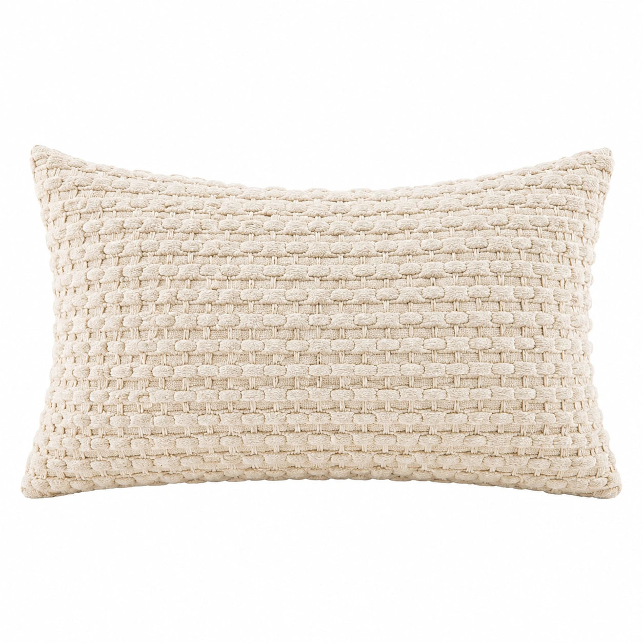 Rechteckiges Dekokissen 50 x 30 cm Creme Textil gewebt