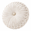 Rundes Zierkissen 40 cm aus Textil in Creme mit Raffung