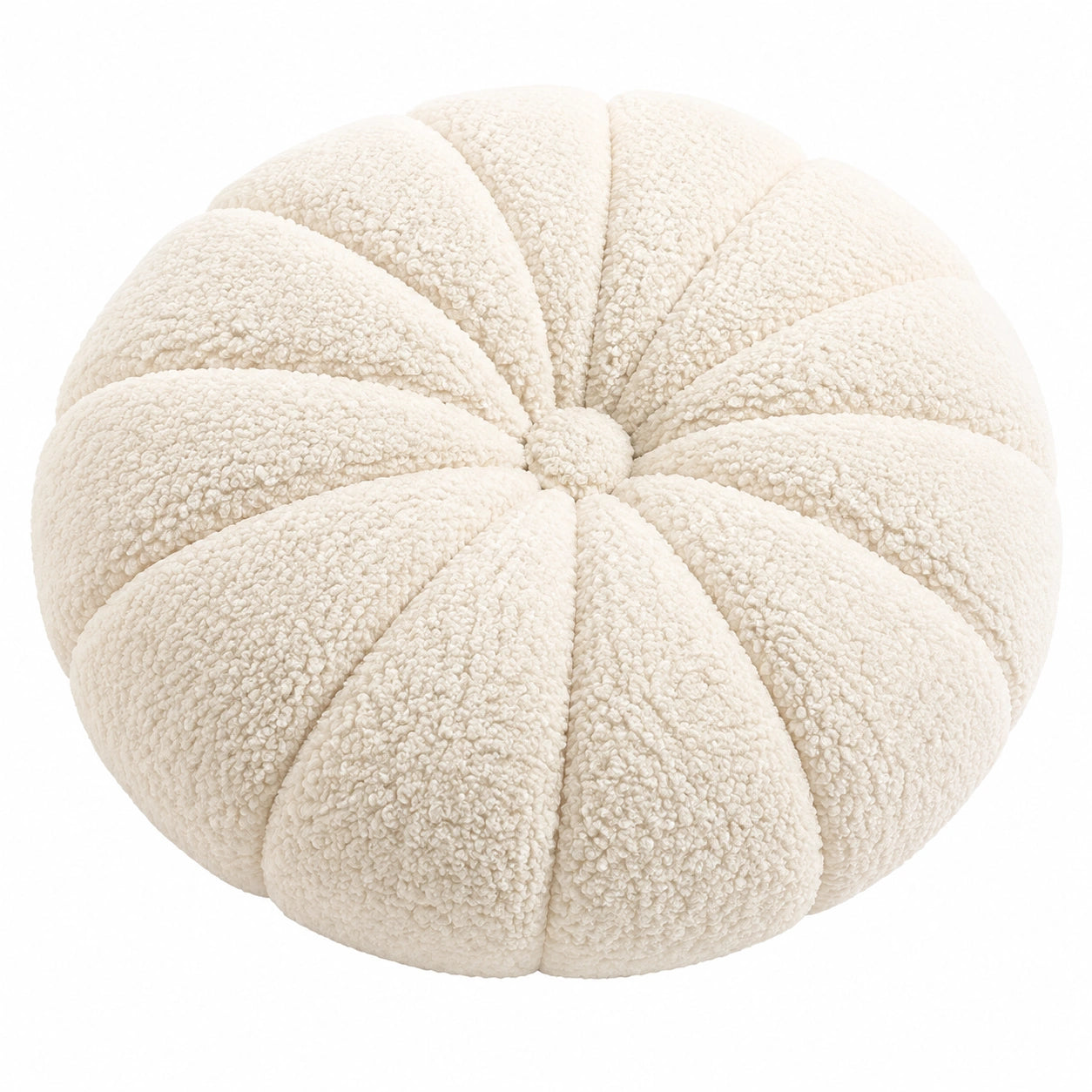 Rundes Zierkissen 45 cm Creme Bouclé-Optik weich strukturiert