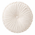 Rundes Zierkissen 45 cm Creme aus Boucléstoff für Wohnräume mit Raffungen